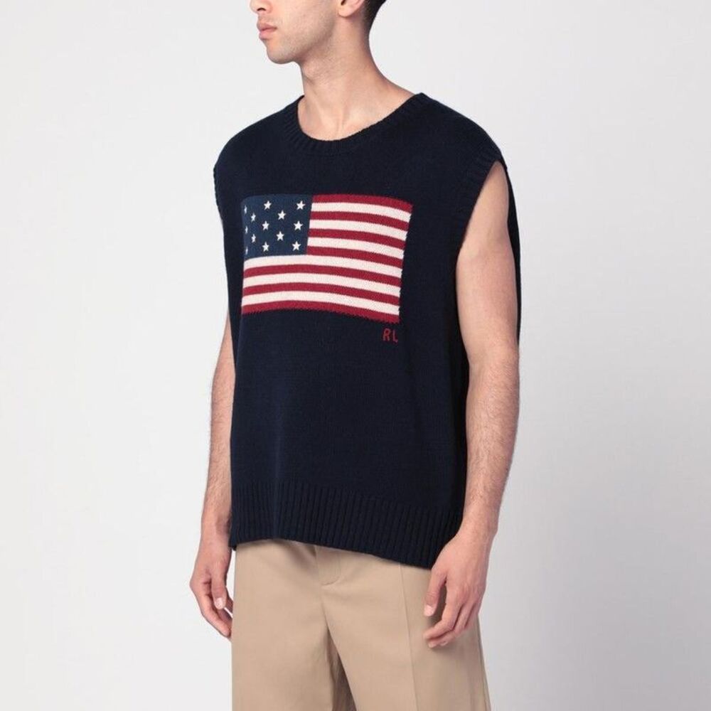 POLO RALPH LAUREN Men's Flag Knit Vest Men BLUE Sweaters & Cardigans